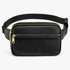 Black leather belt bag