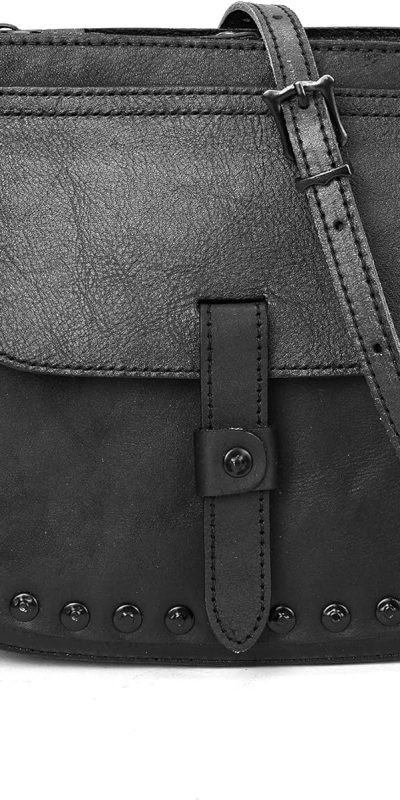 Black Pebble Leather Crossbody Bag