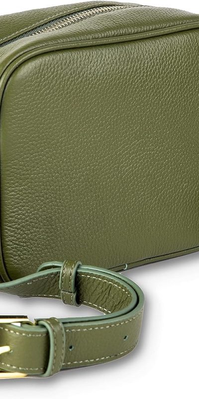 Olive Green Leather Crossbody Bag