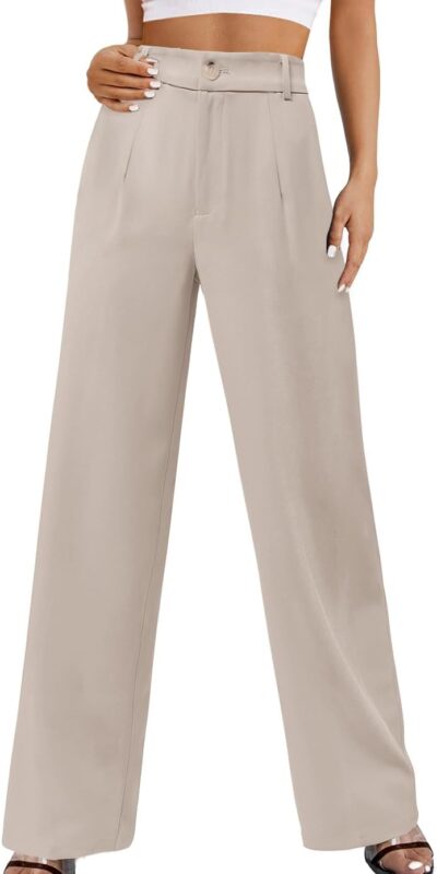 Onlypuff Wide Leg High Waisted Work Trousers with Pockets