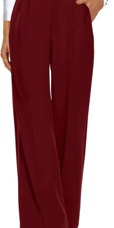 Women's High Waisted Wide Leg Business Trousers with Pockets