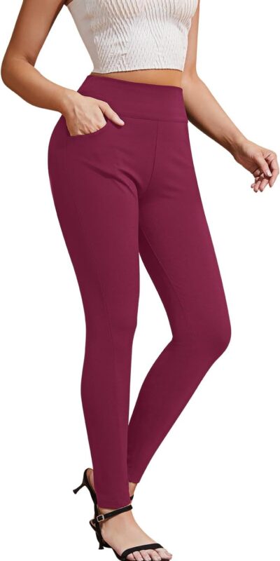 Women's Comfort Stretch High Waist Skinny Dress Pants with Pockets