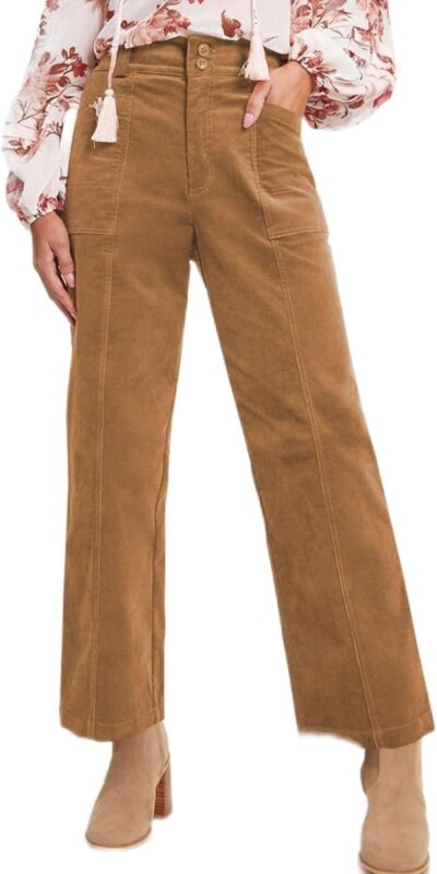 Acelitt Womens Corduroy Pants with Elastic Waist and Pockets