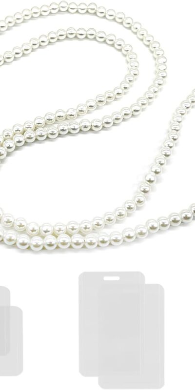 Stylish Pearl Lanyards with 4 ID Badge Holders for Women - Waterproof and Travel-Friendly