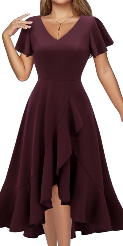DRESSTELLS V-Neck Tea Party Dress 2024 Bridesmaid Homecoming