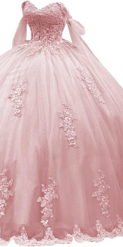 Off Shoulder Quinceanera Dress Puffy Tulle Ball Gown Size Small