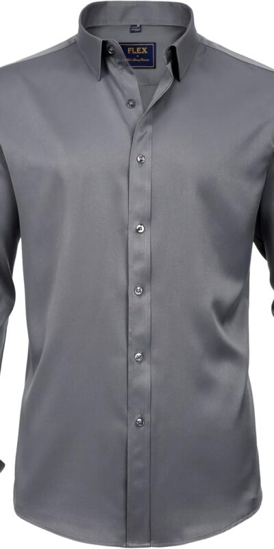 J.VER Men's Wrinkle-Free Stretch Solid Dress Shirt Business Casual