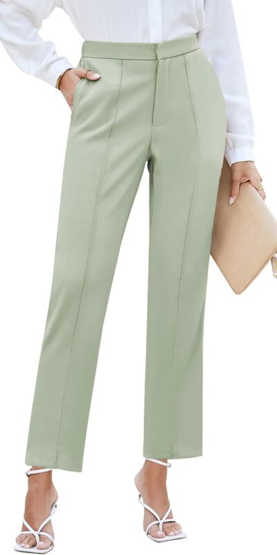 GRAPENT High Waisted Straight Leg Work Pants Ankle Slacks