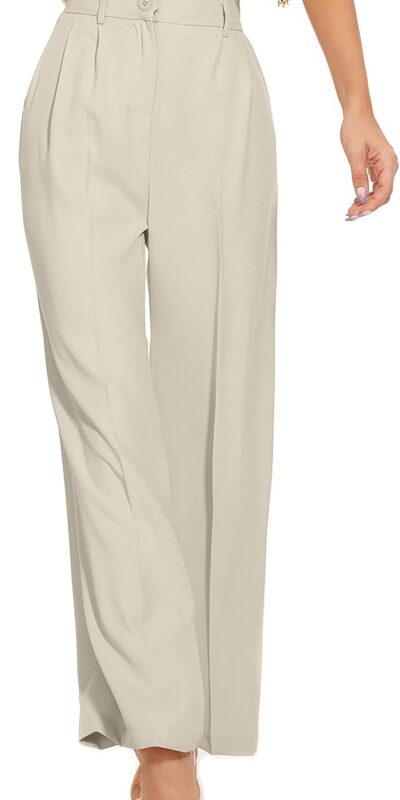 Elastic Waisted Wide Leg Business Work Trousers