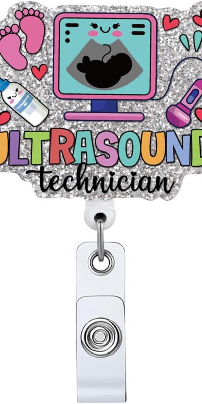 Retractable Badge Reel for Ultrasound Technicians, Funny ID Clip Gift for Healthcare Professionals
