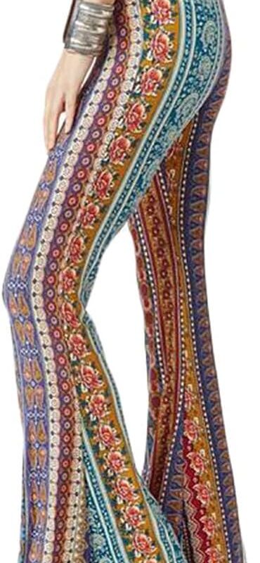 Printed Stretch Bell Bottom Flare Palazzo Pants - Women's