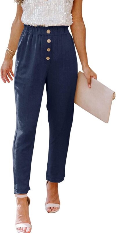 NIMIN Women's Comfy Cropped Work Pants with Pockets