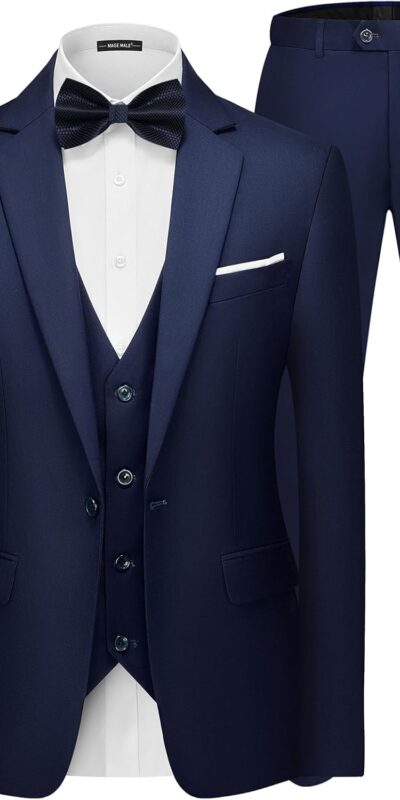 MAGE MALE Men's 3-Piece Slim Fit Party Suit Set