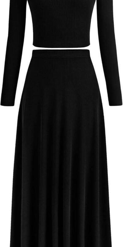 PRETTYGARDEN Women's Ribbed Knit 2 Piece Outfit Set