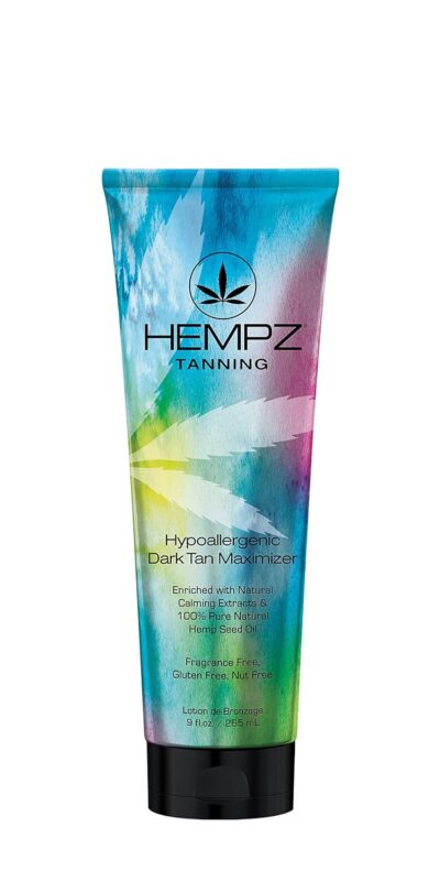 HEMPZ Hypoallergenic Dark Tan Maximizer - Herbal Moisturizing Self Tanning Lotion - Fragrance Free for Tanning Beds, Beach, Sun 9 Fl OZ - Travel Size