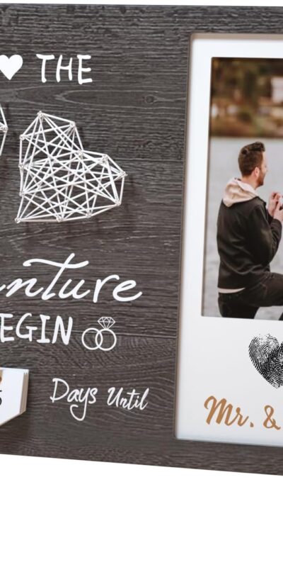 Heart Thumbprint Wedding Countdown Engagement Picture Frame Kit