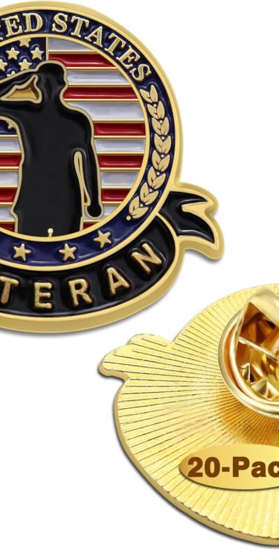 100 Pcs US Veteran Pins - Patriotic American Flag Lapel Badge Set