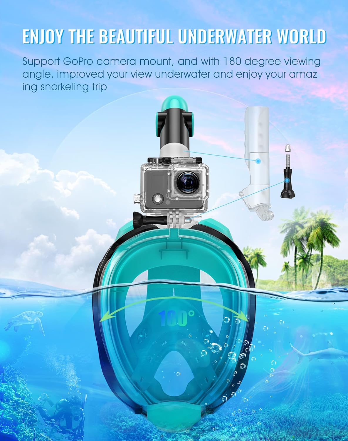 Foldable 180 Degree Panoramic Snorkel Mask with Camera Mount 6 Foldable 180 Degree Panoramic Snorkel Mask with Camera Mount - Image 6