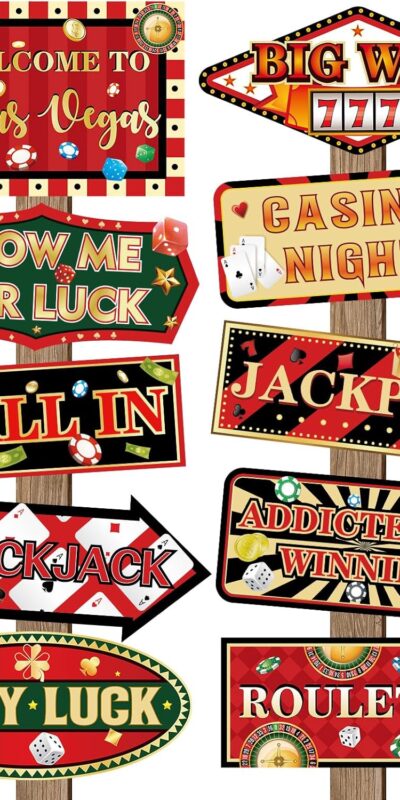 Casino Party Decorations Set - 20 Pieces Vegas Themed Photo Booth Props