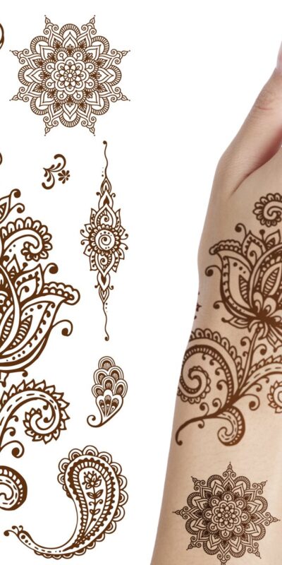 SupperbĀ® Mehndi Design Temporary Henna Tattoos - Pack of 6