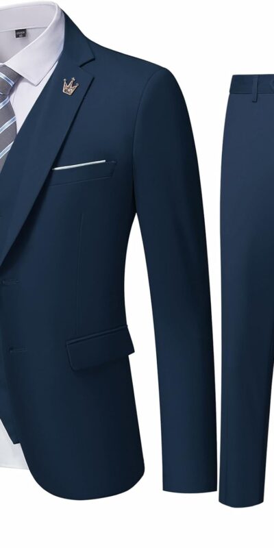 Men's Slim Fit 3 Piece Suit Set with Tie