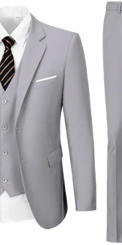 Men's Slim Fit 3 Piece Suit Set: Blazer, Vest, Pants
