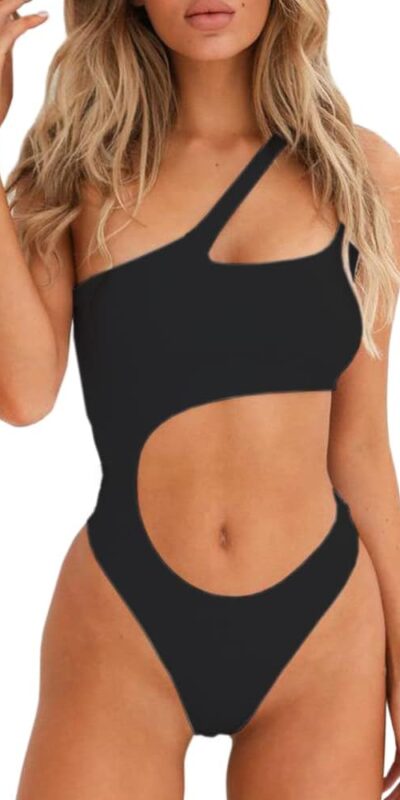 SherryDC One Shoulder Cutout High Cut Cheeky Swimsuit