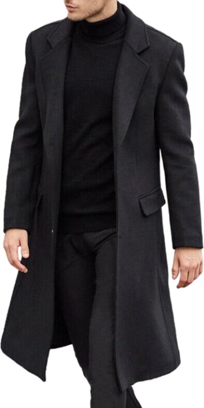 Men's Casual Trench Coat Slim Fit Long Jacket Overcoat