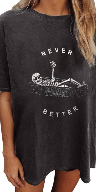 Spring Vintage Graphic Tee Oversized Women's Short Sleeve Top