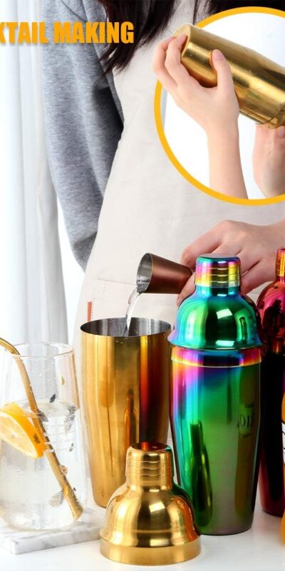 Buyerstar 5-Piece Mixology Bartender Kit - Gold Cocktail Shaker Set for Home and Professional Bartending