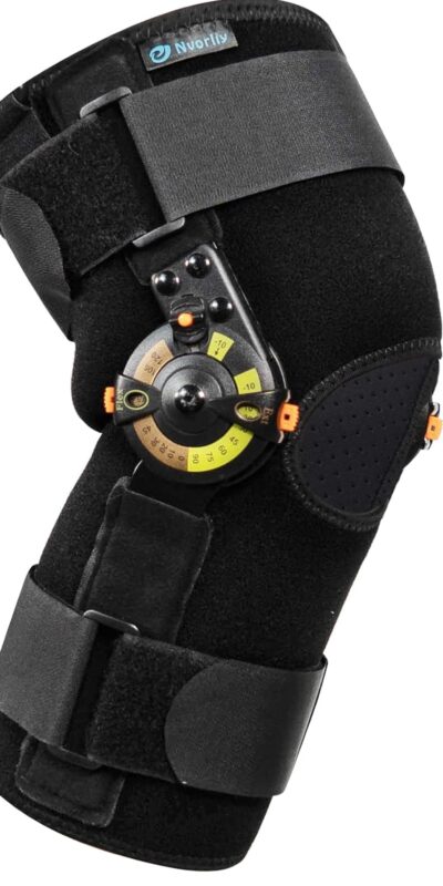 Nvorliy Hinged Knee Brace with Side Stabilizers, Locking Dials - Large