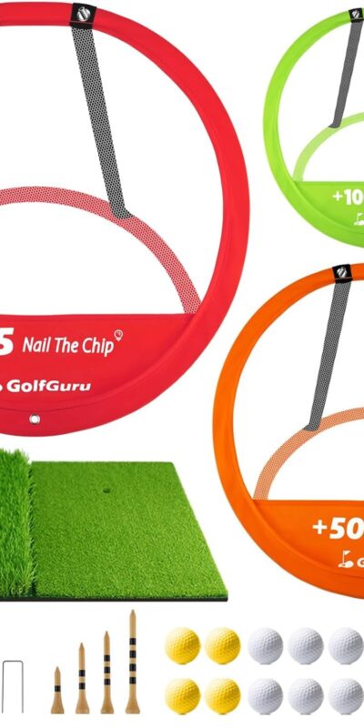 Portable Golf Chipping Set with Mat, Balls, Tees, and Carry Bag
