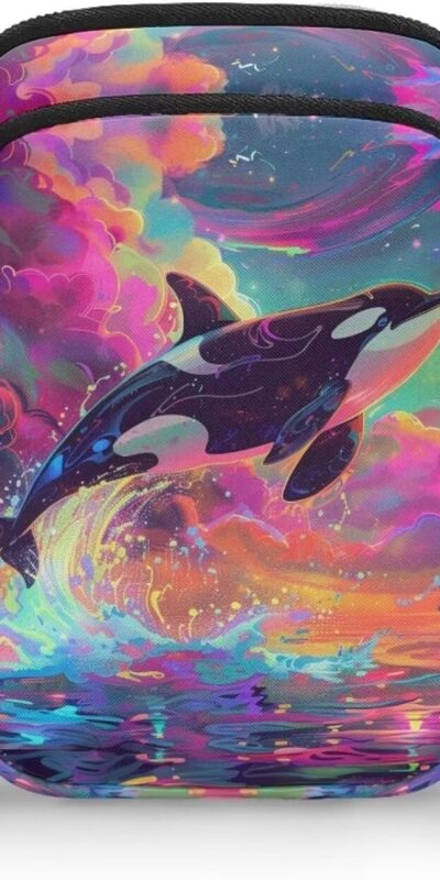 Women's Orca Killer Whale Cell Phone Purse with Galaxy Design