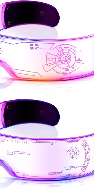 LED Visor Glasses Set for Rave Costume Halloween Party (2 Pairs)