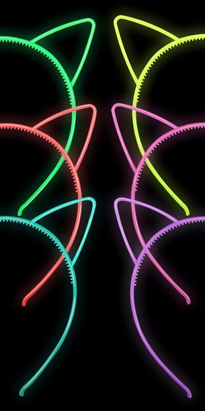 Glow in the Dark Cat Headbands - 6 Colors, Luminous Hair Band