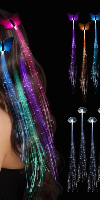 15 Pack LED Light Up Fairy Hair Extension Clips - Neon Rave Accessories for Women and Girls