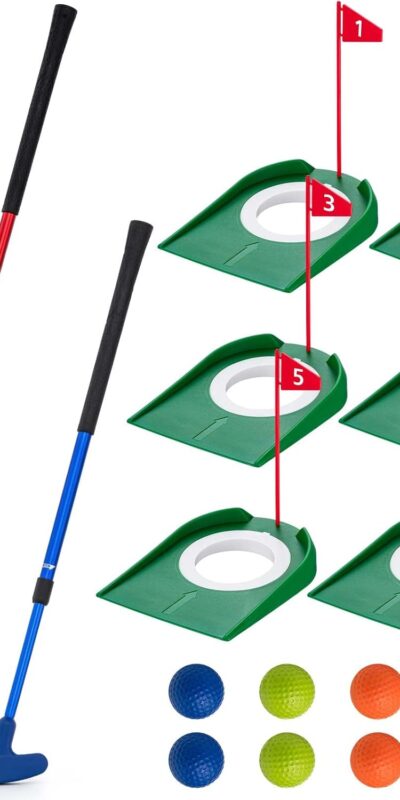 Lenwen Mini Golf Putting Set with Adjustable Length Putters