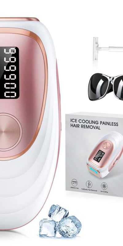 LYSMOSKI IPL Hair Removal Device with Ice-Cooling System, Rose Gold