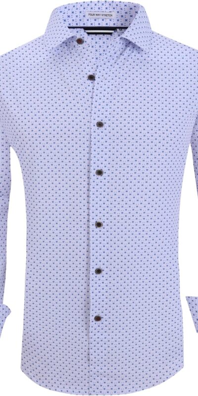 Alex Vando Men's Stretch Print Business Casual Shirt - Wrinkle-Free