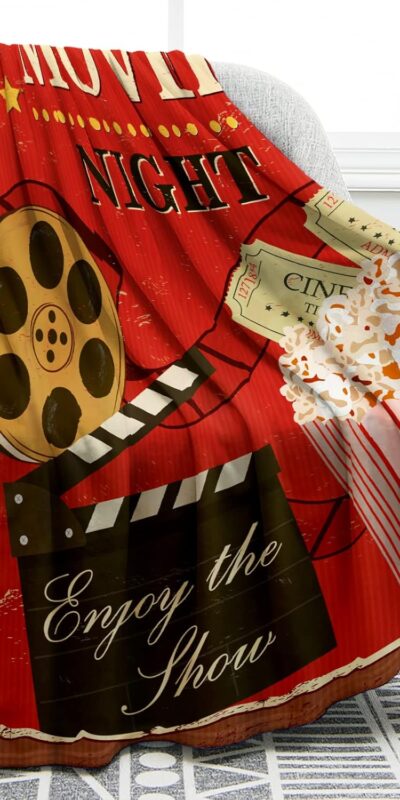 Movie Clapboard Throw Blanket - Cinema Decor Gift for Movie Lovers