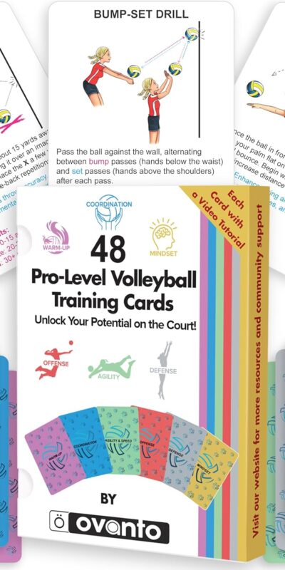 OVANTO Volleyball Training Aid Cards - Solo Rebounder Drills - All Ages