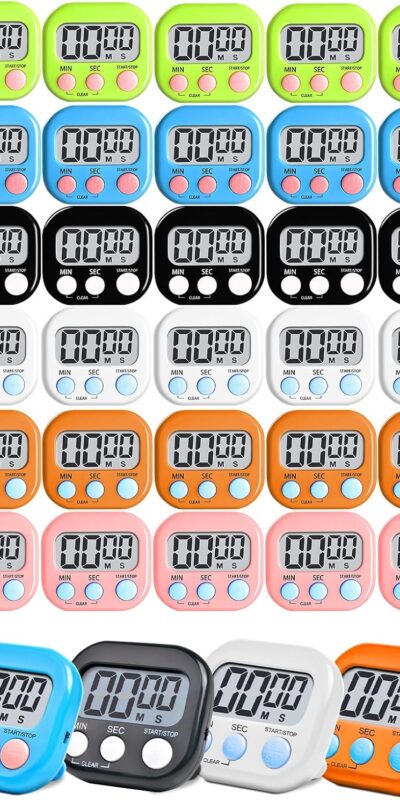 Digital Kitchen Timer Bulk, Magnetic Backing, Large Digits, Loud Alarm