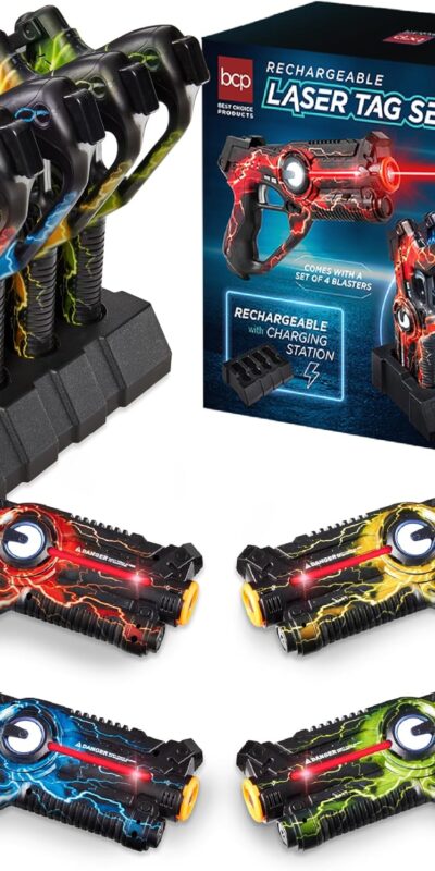 Rechargeable Laser Tag Blasters Set with Docking Station, Lights & Sounds