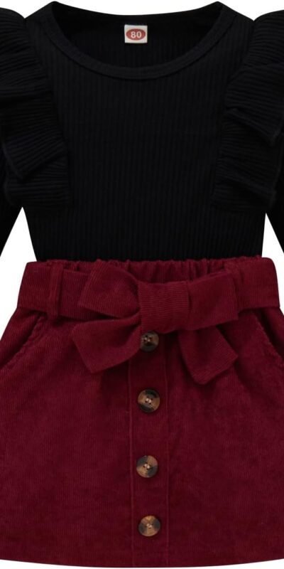 Kupretty Toddler Girl Winter Outfit Set with Turtleneck Pullover