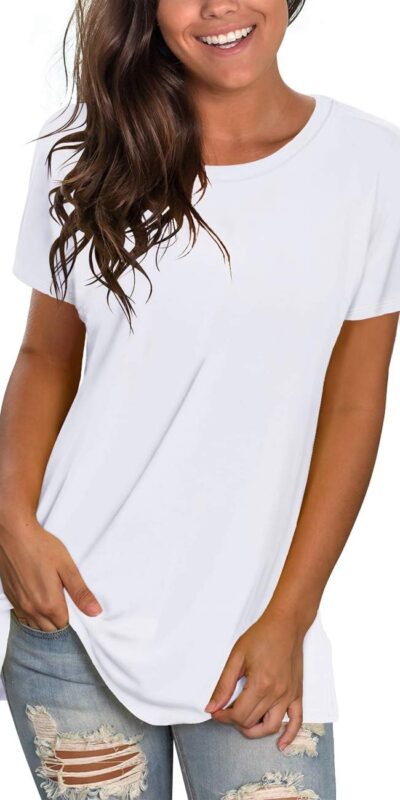 Women's Loose Fit Summer Tunic Tops - Short Sleeve