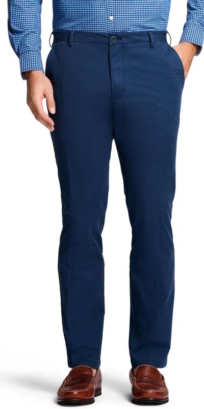 IZOD Men's Saltwater Stretch Chino Pant, Straight Fit, Navy Blue