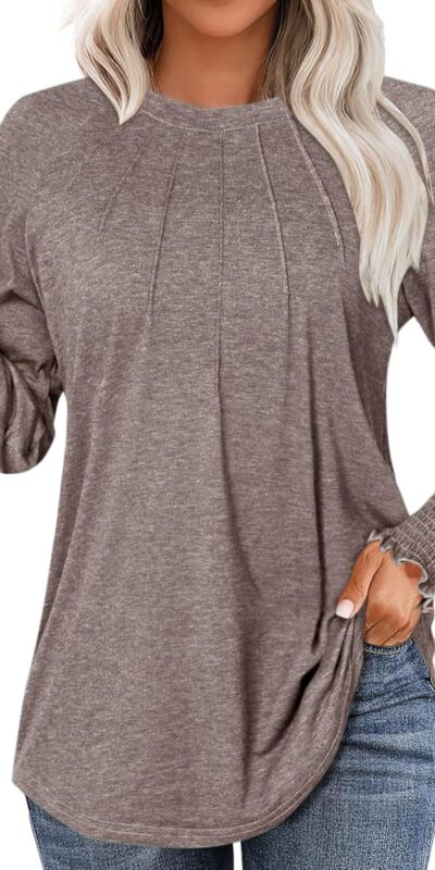 Women's Fall 2024 Long Sleeve Tunic Tops - Loose Fit