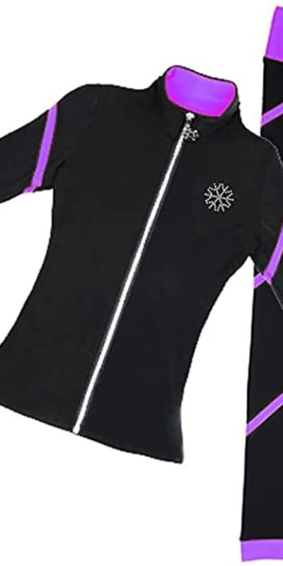 LIUHUO Girls' Yellow Fleece Figure Skating Pants, Size M