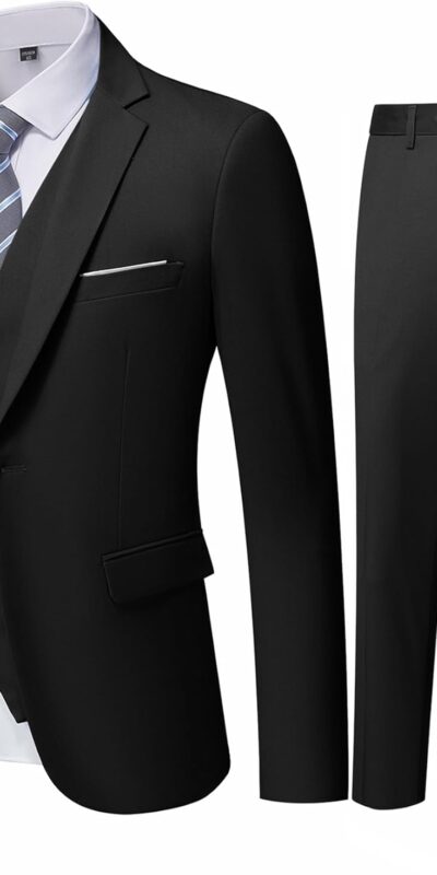 YND Men's Slim Fit 3 Piece Suit Set with Tie