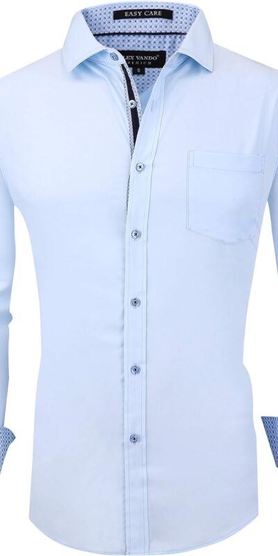 Men's Wrinkle-Free Regular Fit Bamboo Button Down Dress Shirt